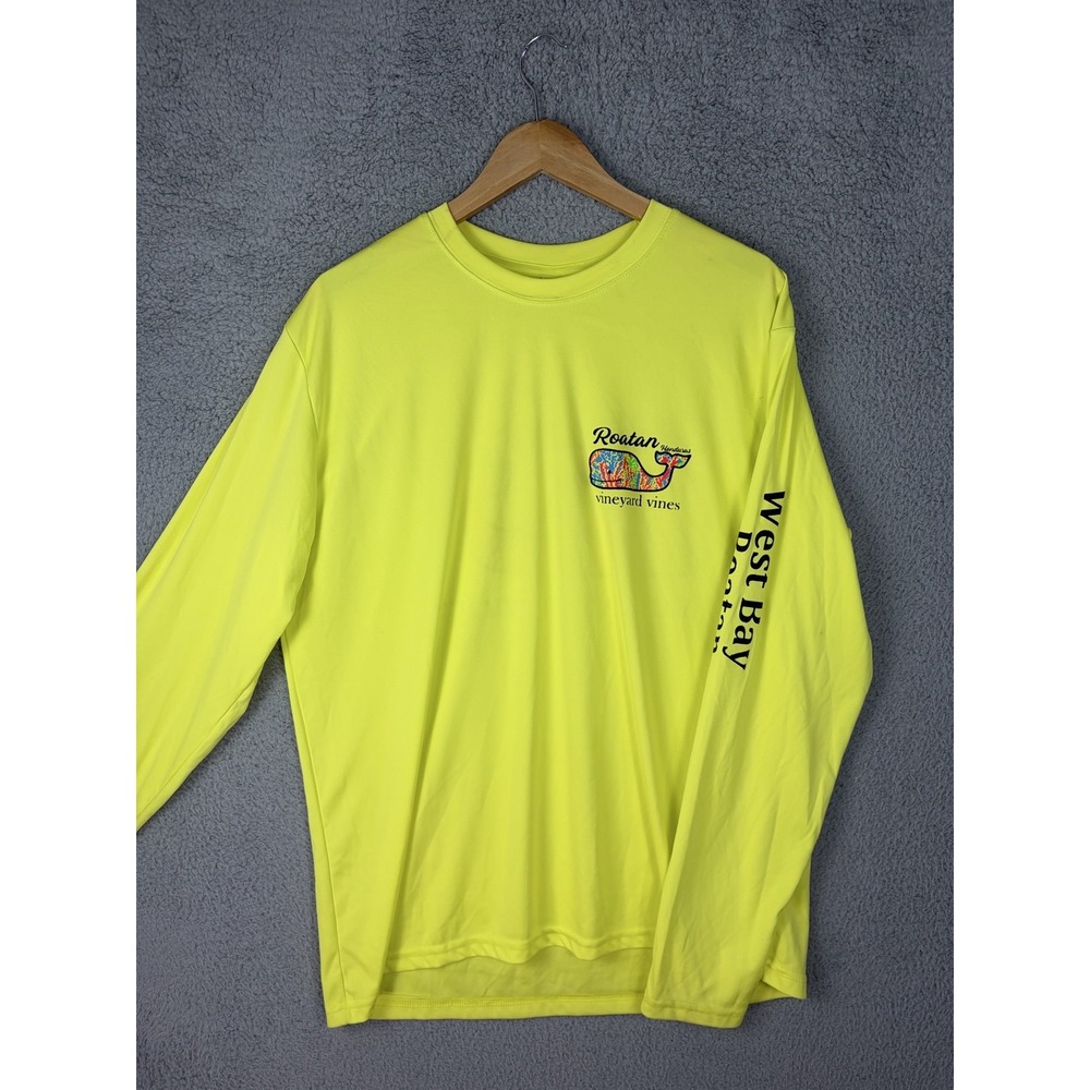 Vineyard Vines Mens XL Yellow Roatan Honduras Whale Long Sleeve Graphic Tee